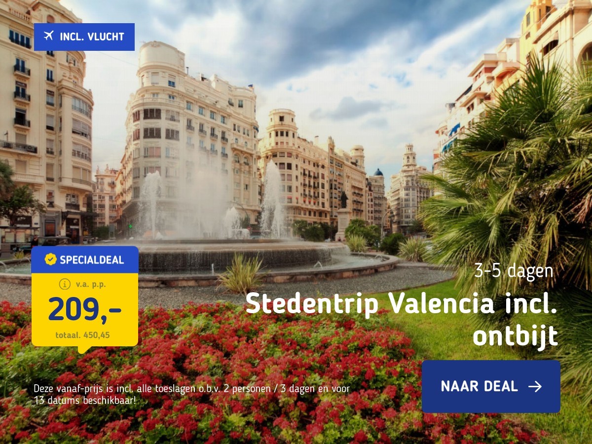 Stedentrip Valencia incl. ontbijt