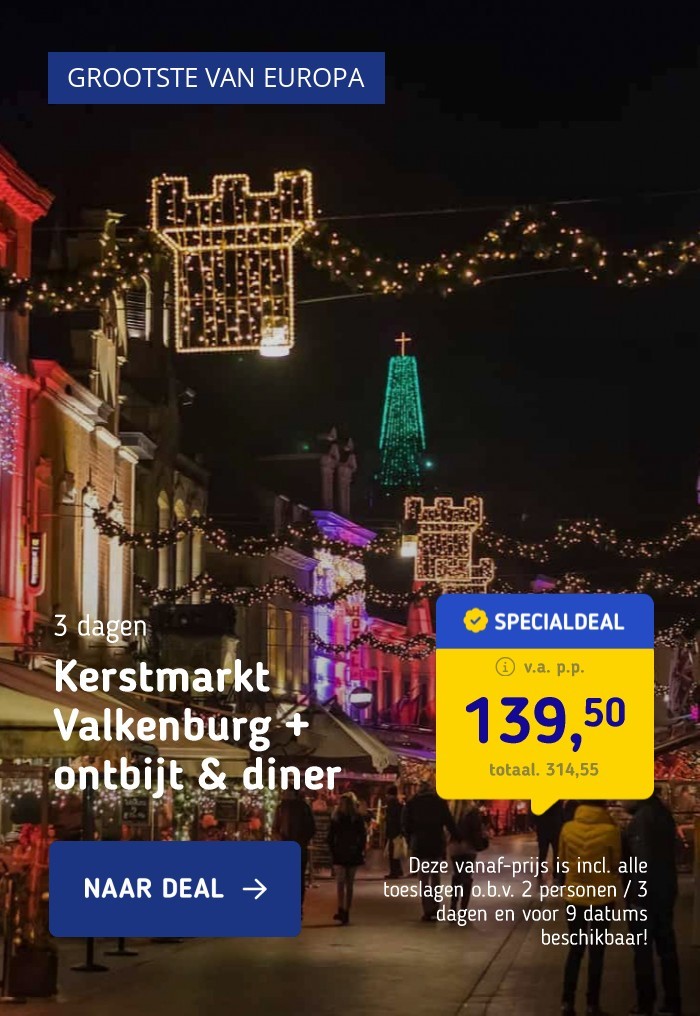 Kerstmarkt Valkenburg + ontbijt & diner