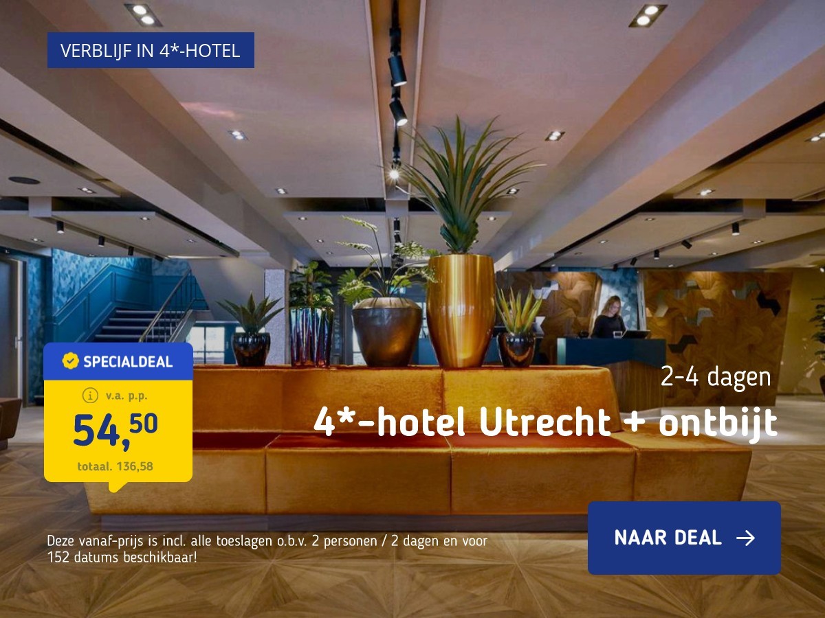 4*-hotel Utrecht + ontbijt