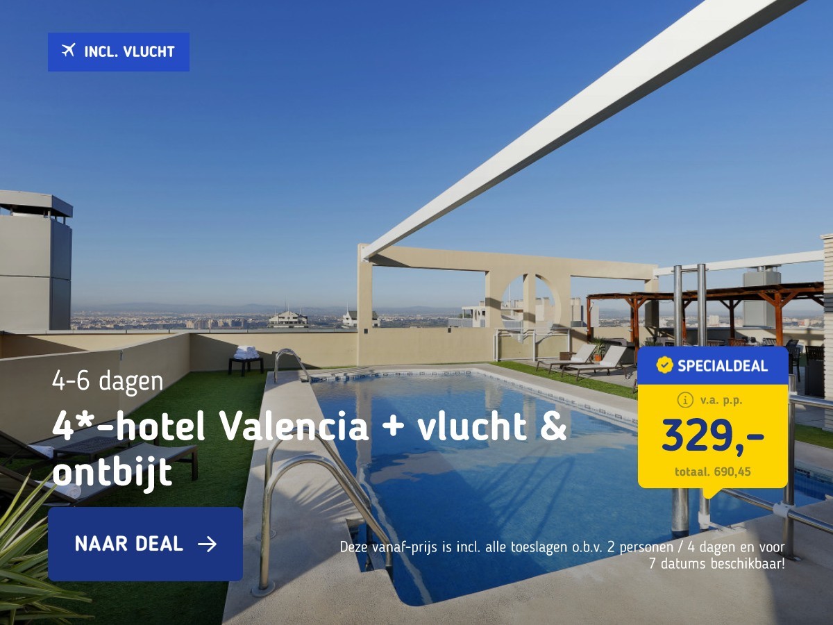 4*-hotel Valencia + vlucht & ontbijt