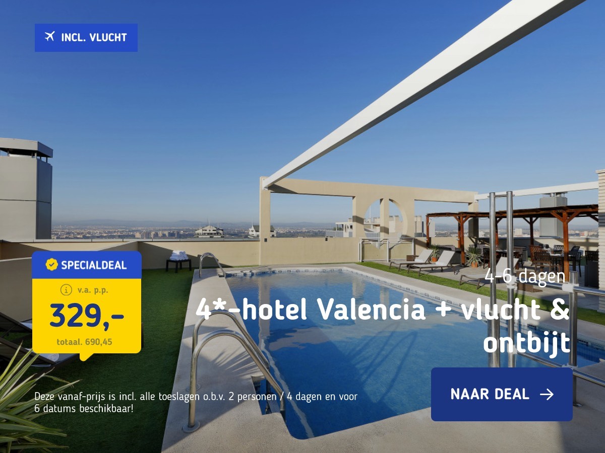 4*-hotel Valencia + vlucht & ontbijt