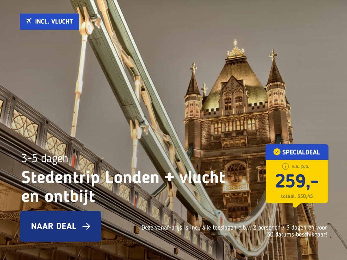 Stedentrip Londen + vlucht en ontbijt