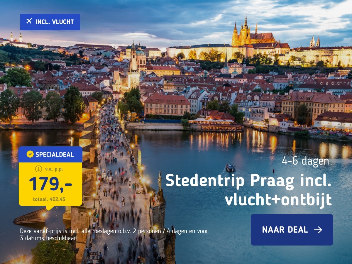 Stedentrip Praag incl. vlucht+ontbijt