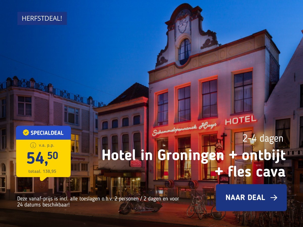 Hotel in Groningen + ontbijt + fles cava