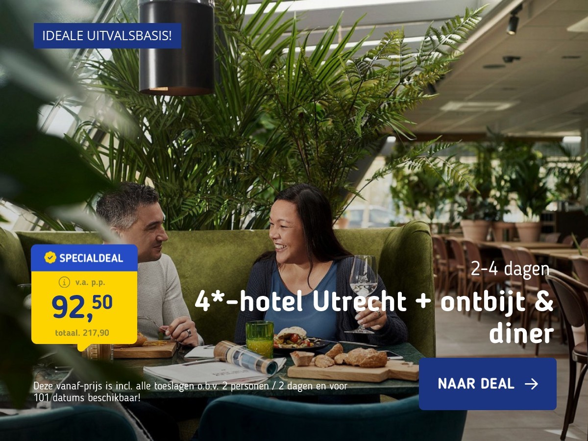 4*-hotel Utrecht + ontbijt & diner