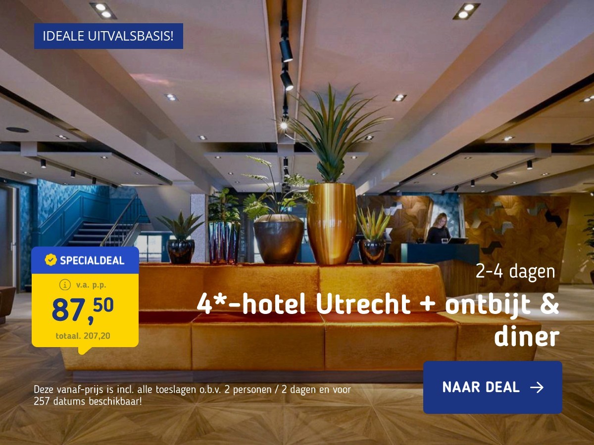 4*-hotel Utrecht + ontbijt & diner