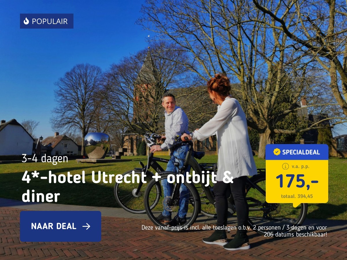 4*-hotel Utrecht + ontbijt & diner