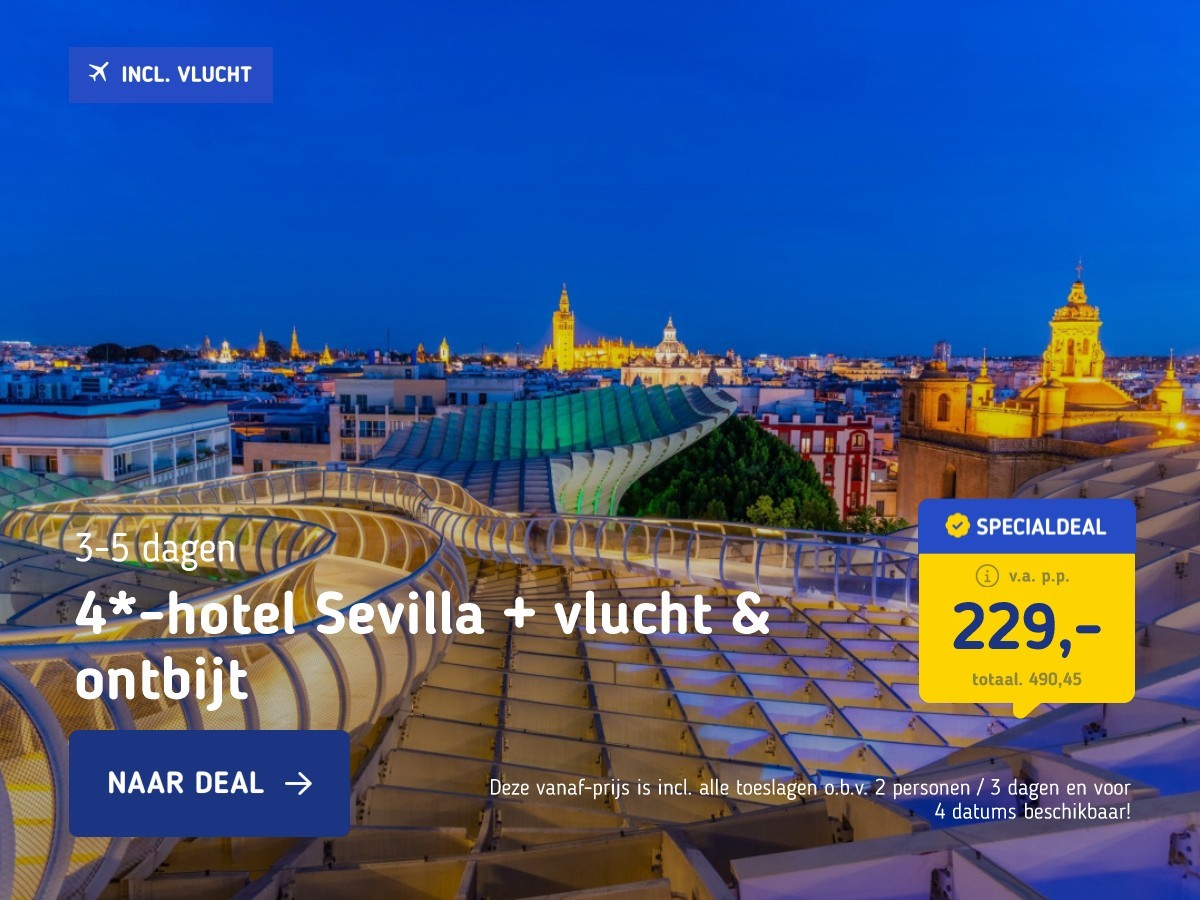 4*-hotel Sevilla + vlucht & ontbijt