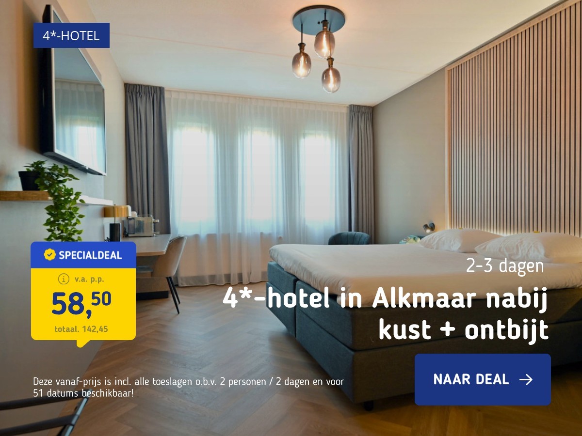 4*-hotel in Alkmaar nabij kust + ontbijt