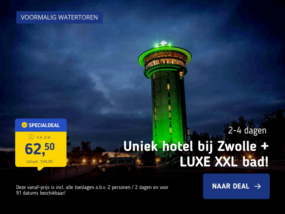 Uniek hotel bij Zwolle + LUXE XXL bad!