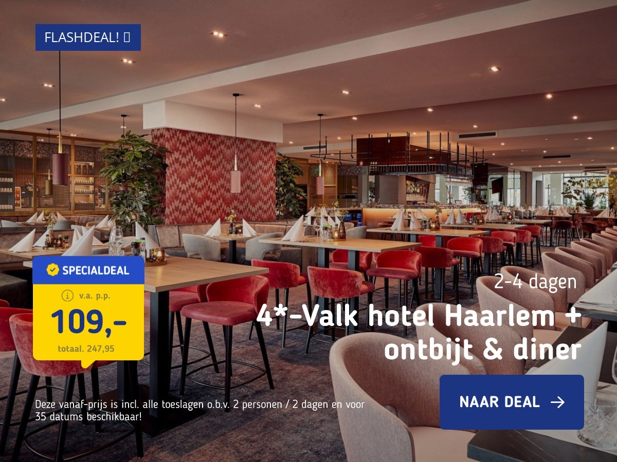 4*-Valk hotel Haarlem + ontbijt & diner