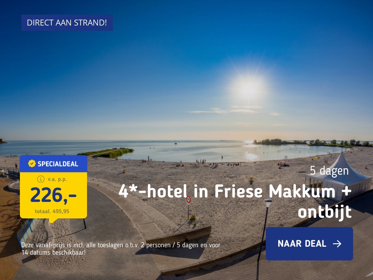 4*-hotel in Friese Makkum + ontbijt