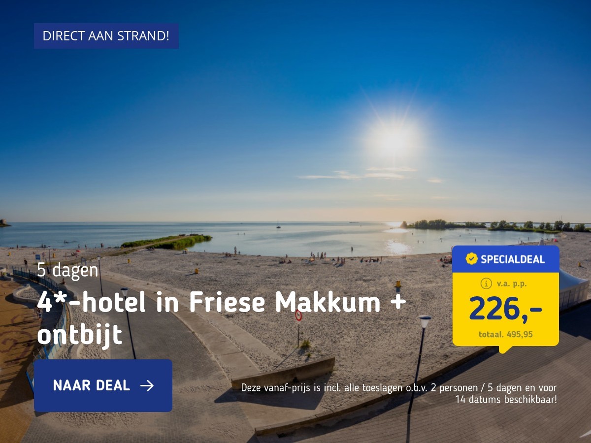 4*-hotel in Friese Makkum + ontbijt