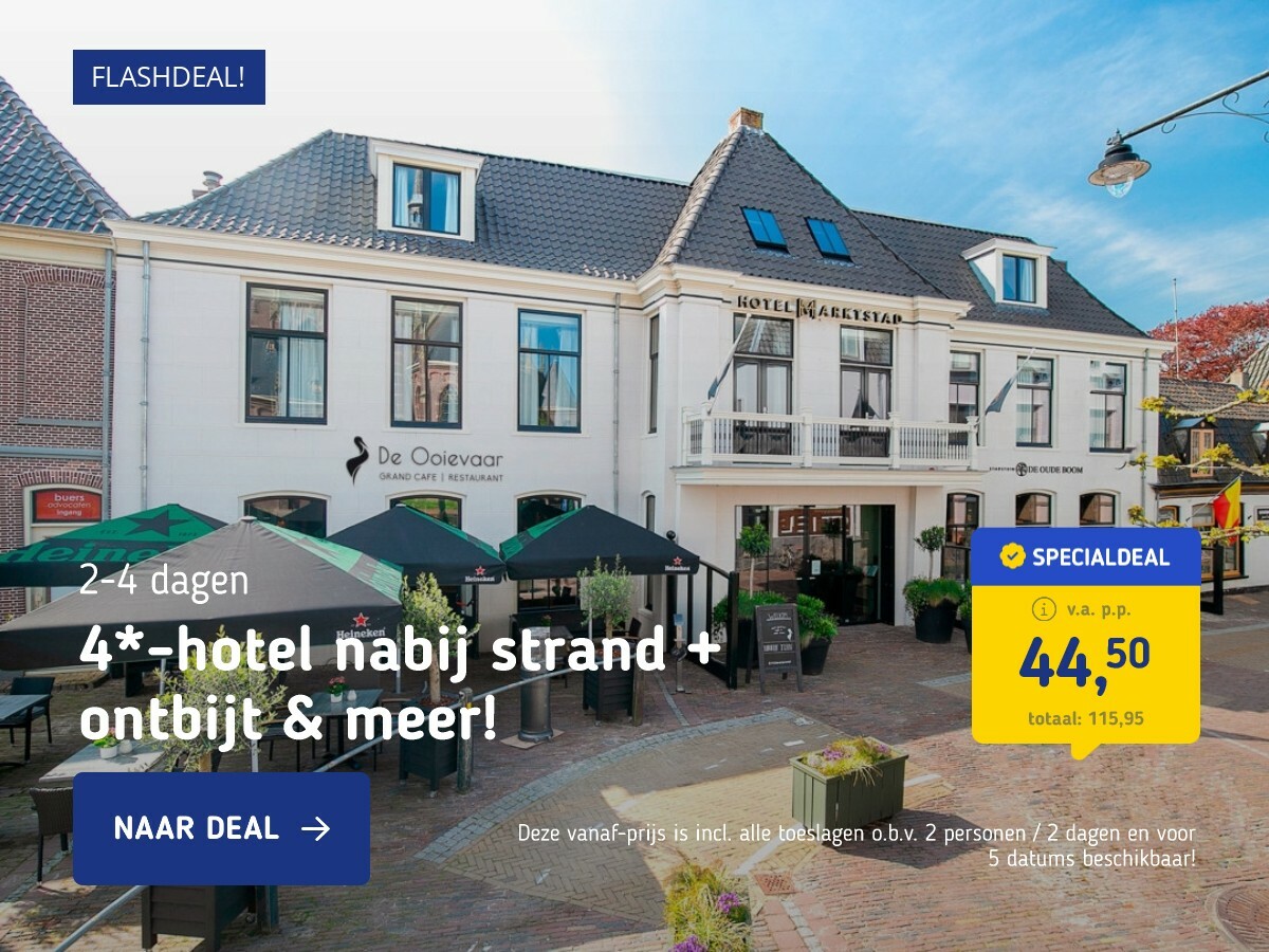 4*-hotel nabij strand + ontbijt & meer!