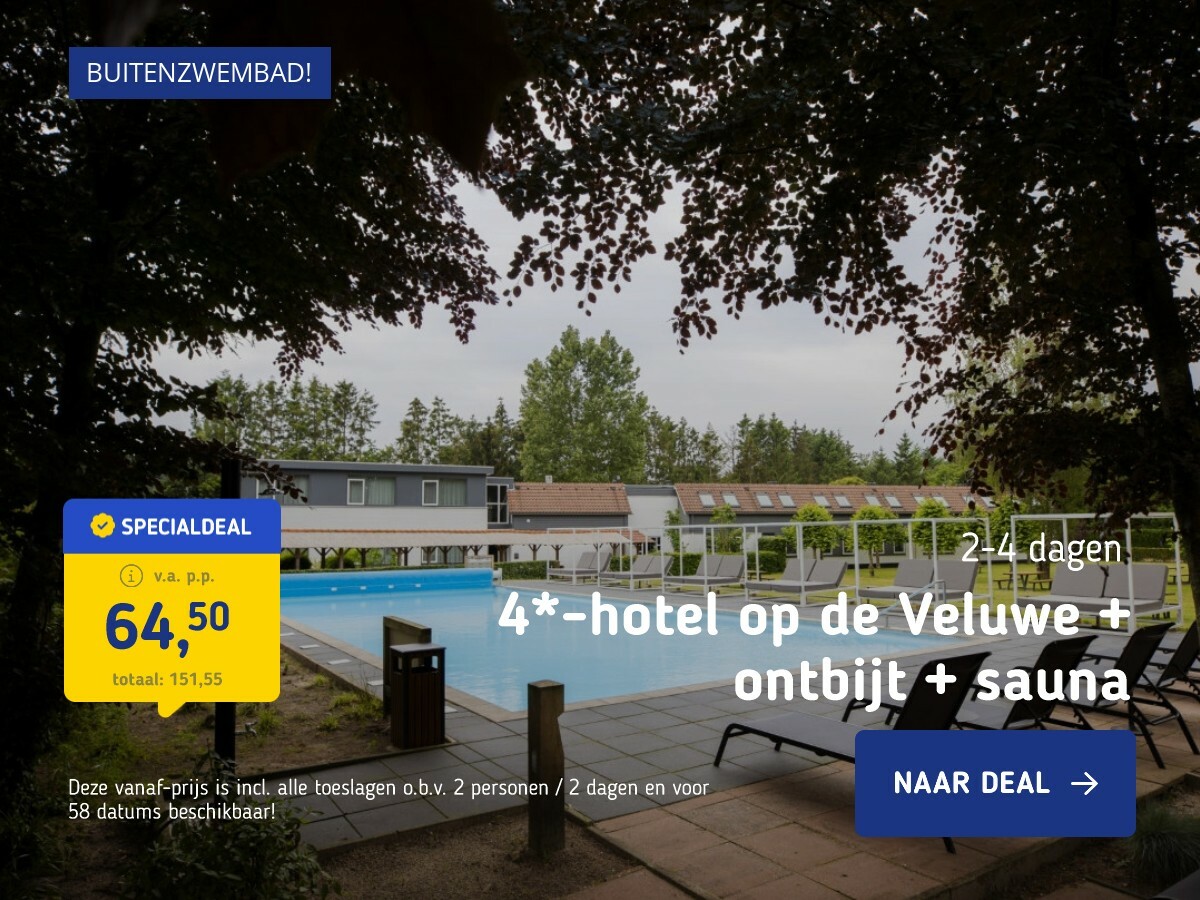 4*-hotel op de Veluwe + ontbijt + sauna