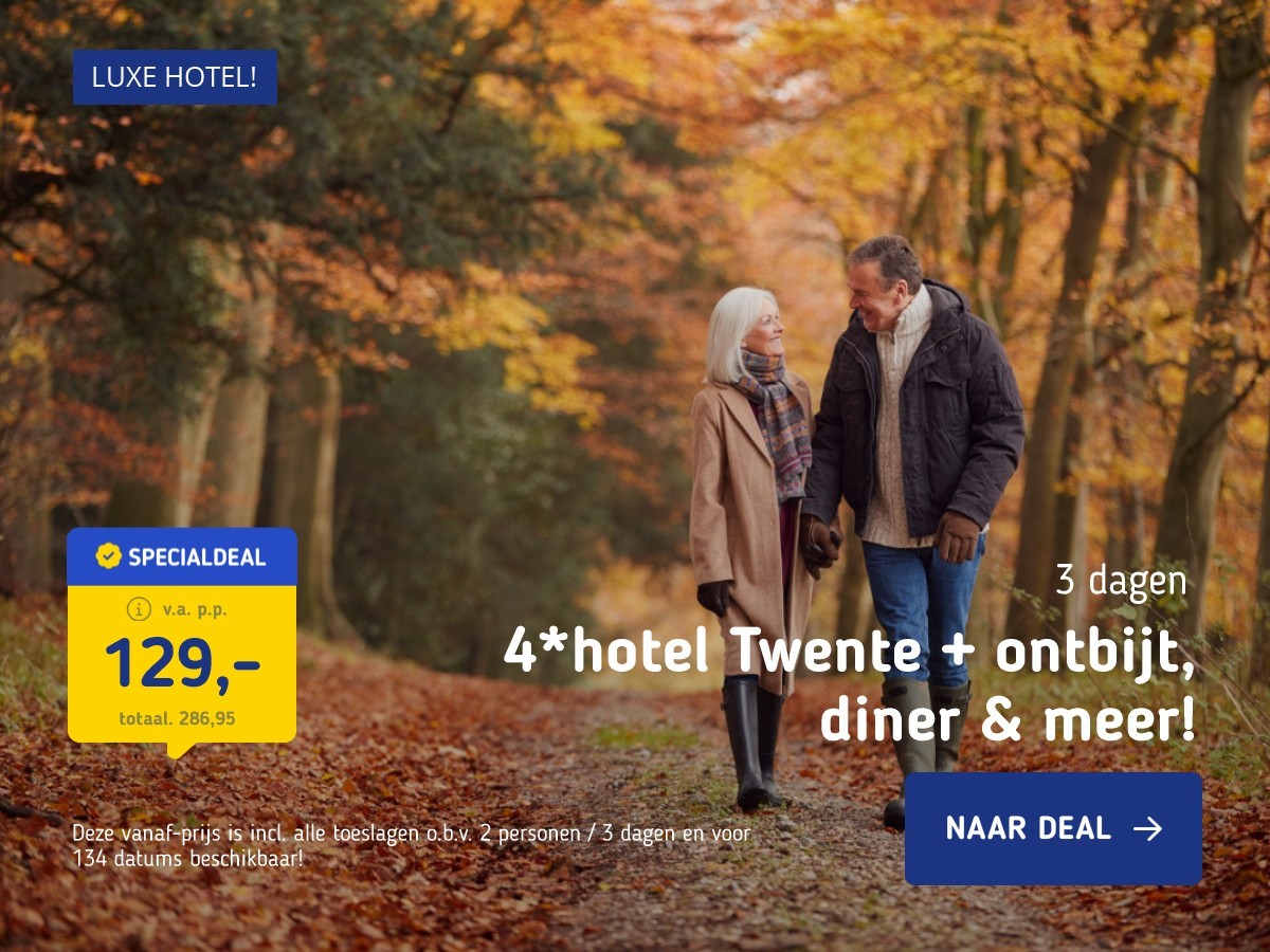 4*hotel Twente + ontbijt, diner & meer!