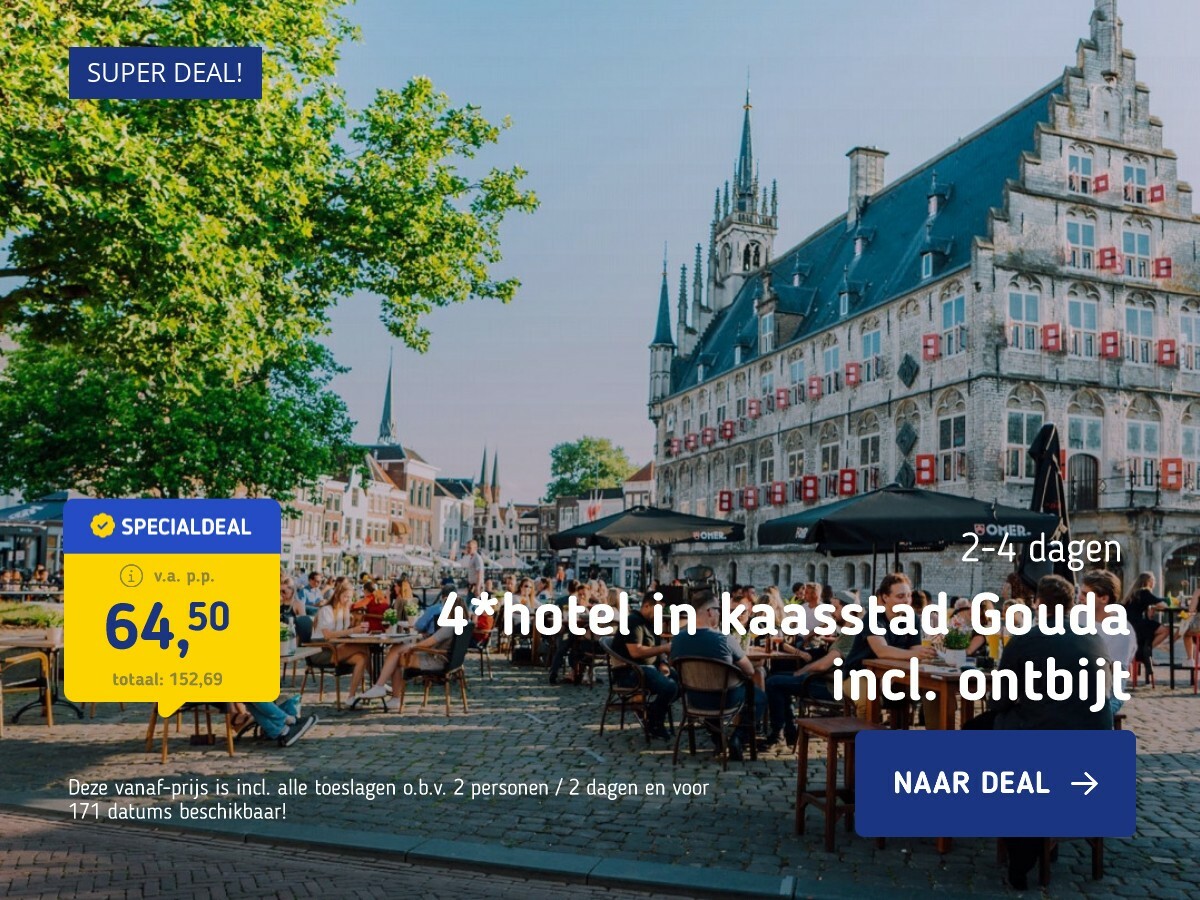 4*hotel in kaasstad Gouda incl. ontbijt