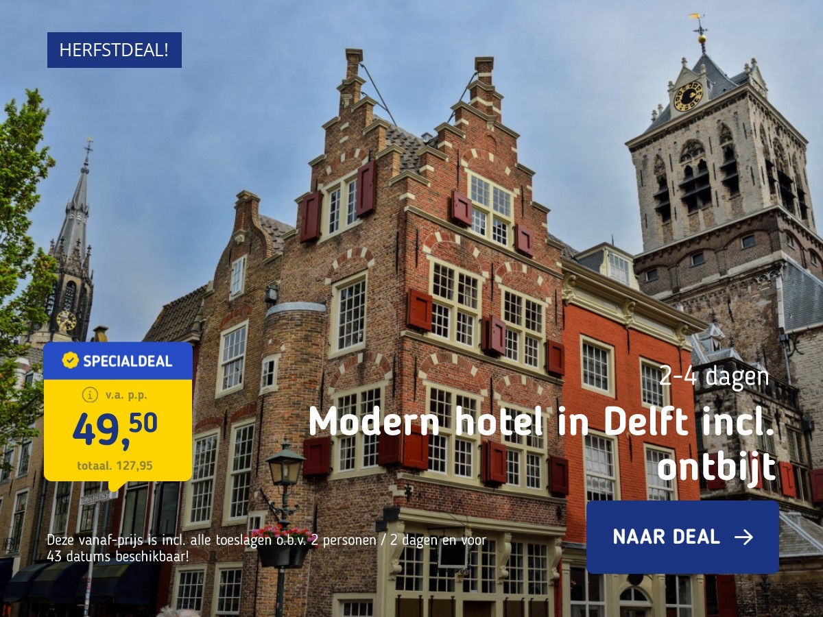 FLASHDEAL!🔥 Modern hotel Delft+ontbijt