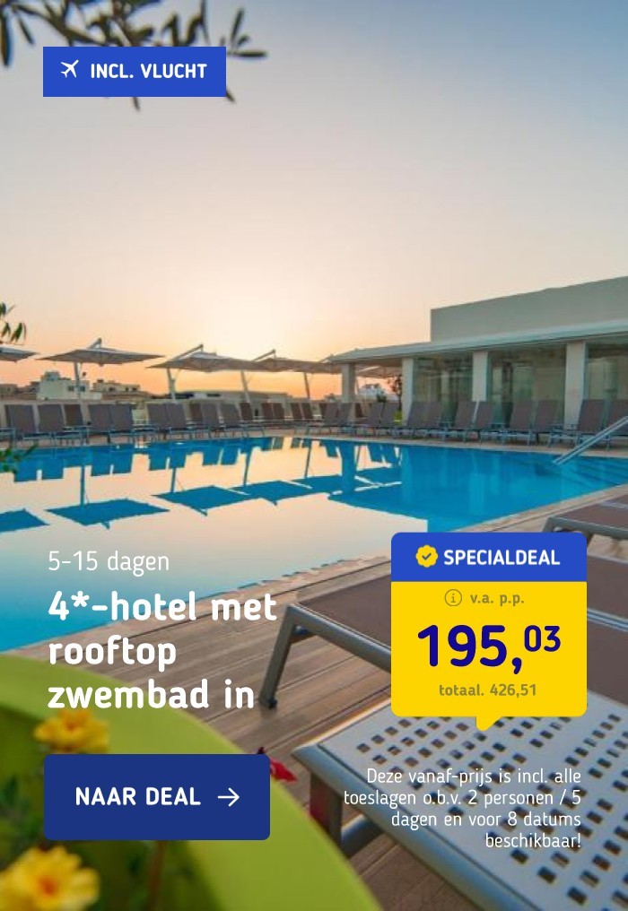 4*-hotel met rooftop zwembad in Mellieħa