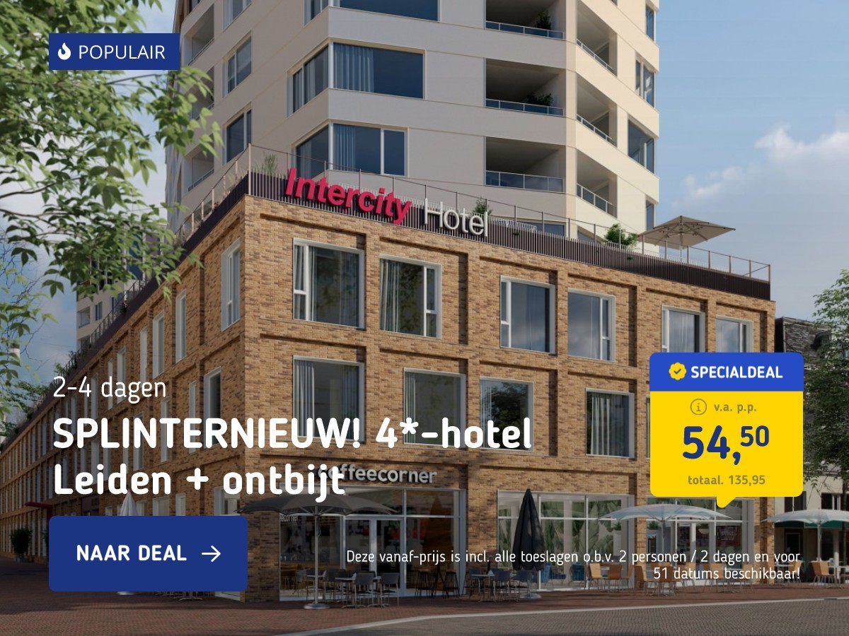 SPLINTERNIEUW! 4*-hotel Leiden + ontbijt