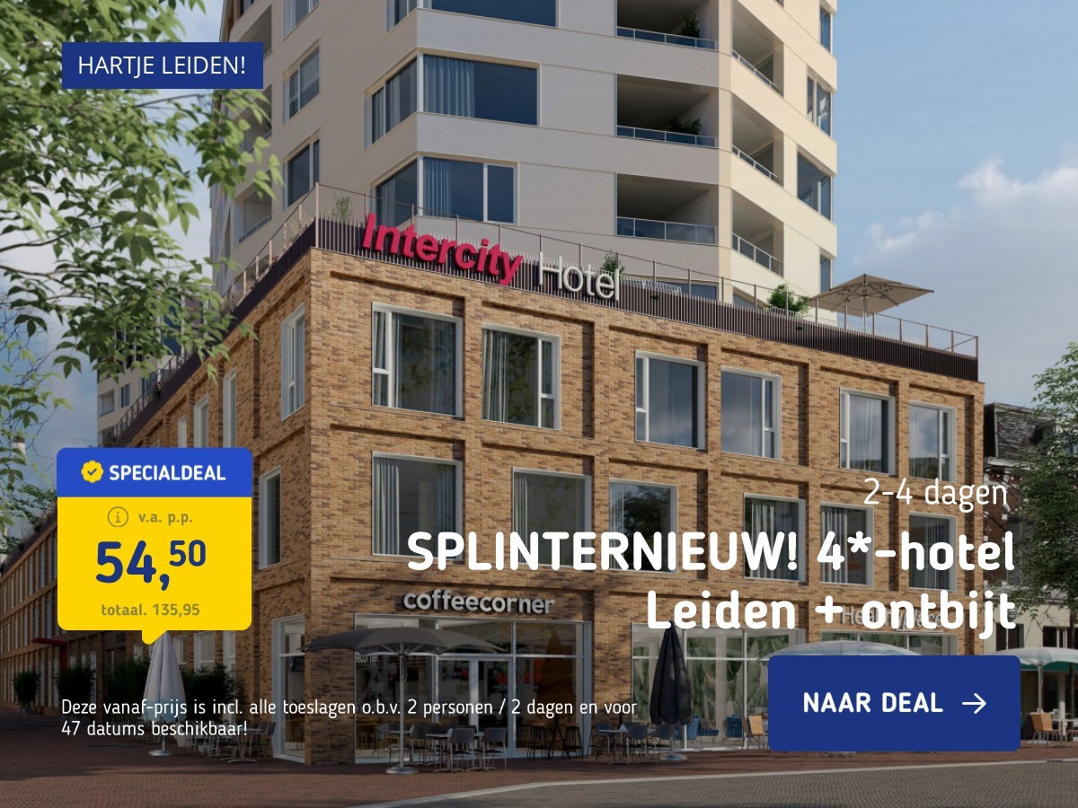 SPLINTERNIEUW! 4*-hotel Leiden + ontbijt