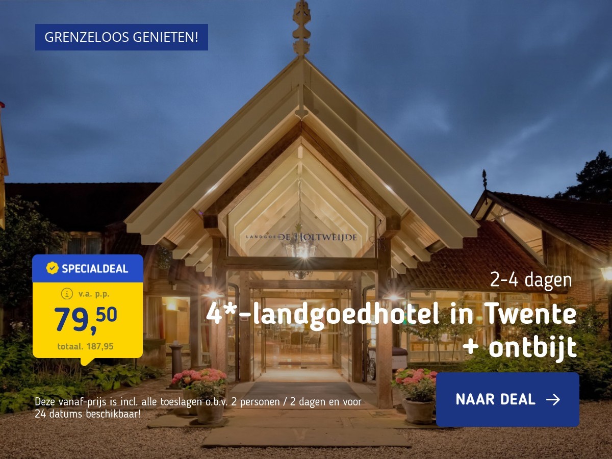 4*-landgoedhotel in Twente + ontbijt