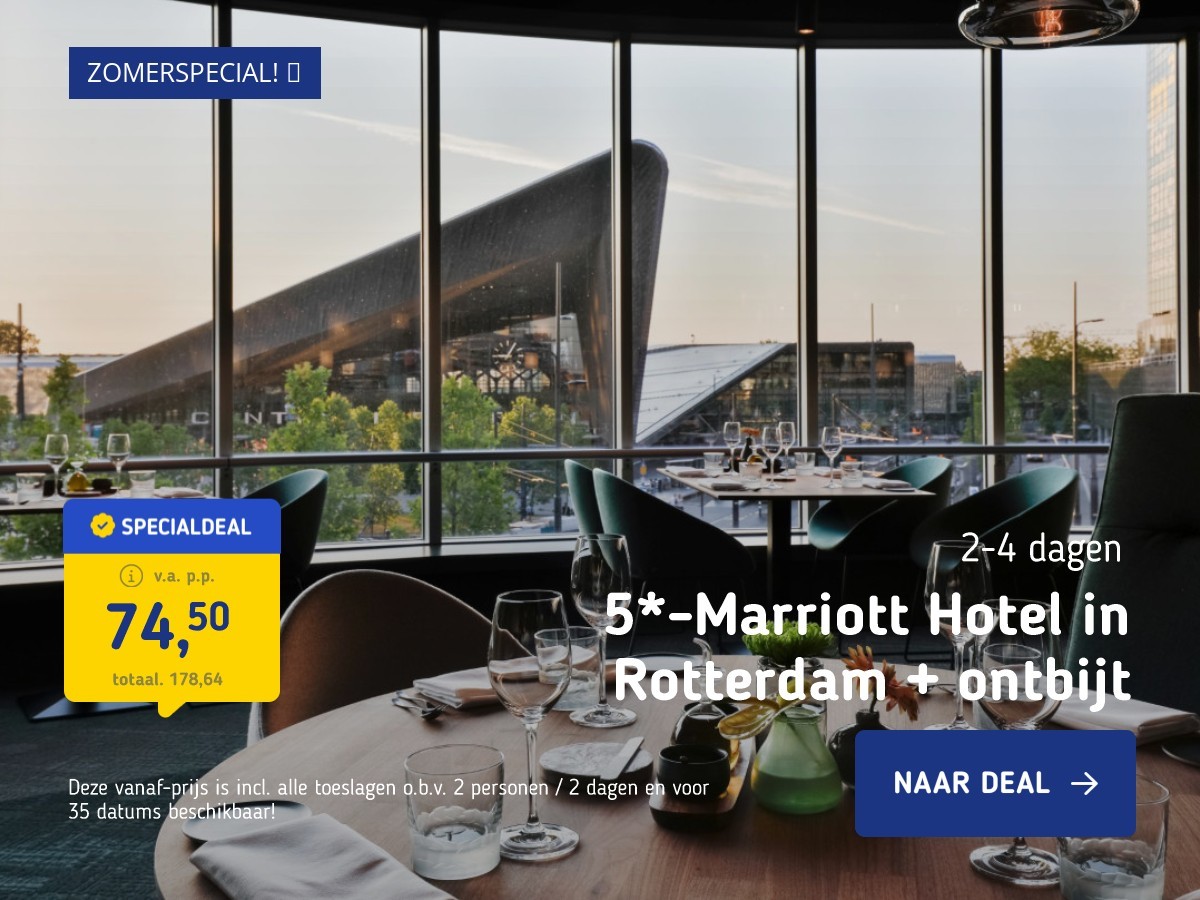 5*-Marriott Hotel in Rotterdam + ontbijt