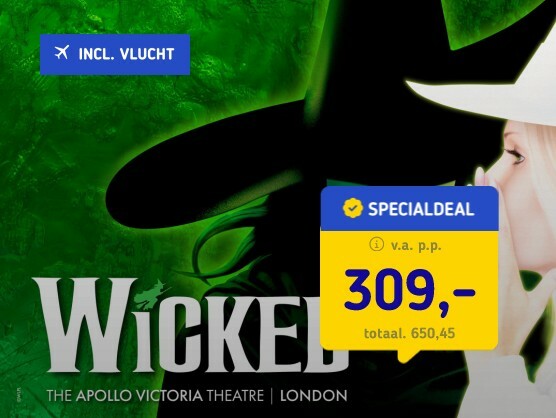 Wicked + vlucht en ticket