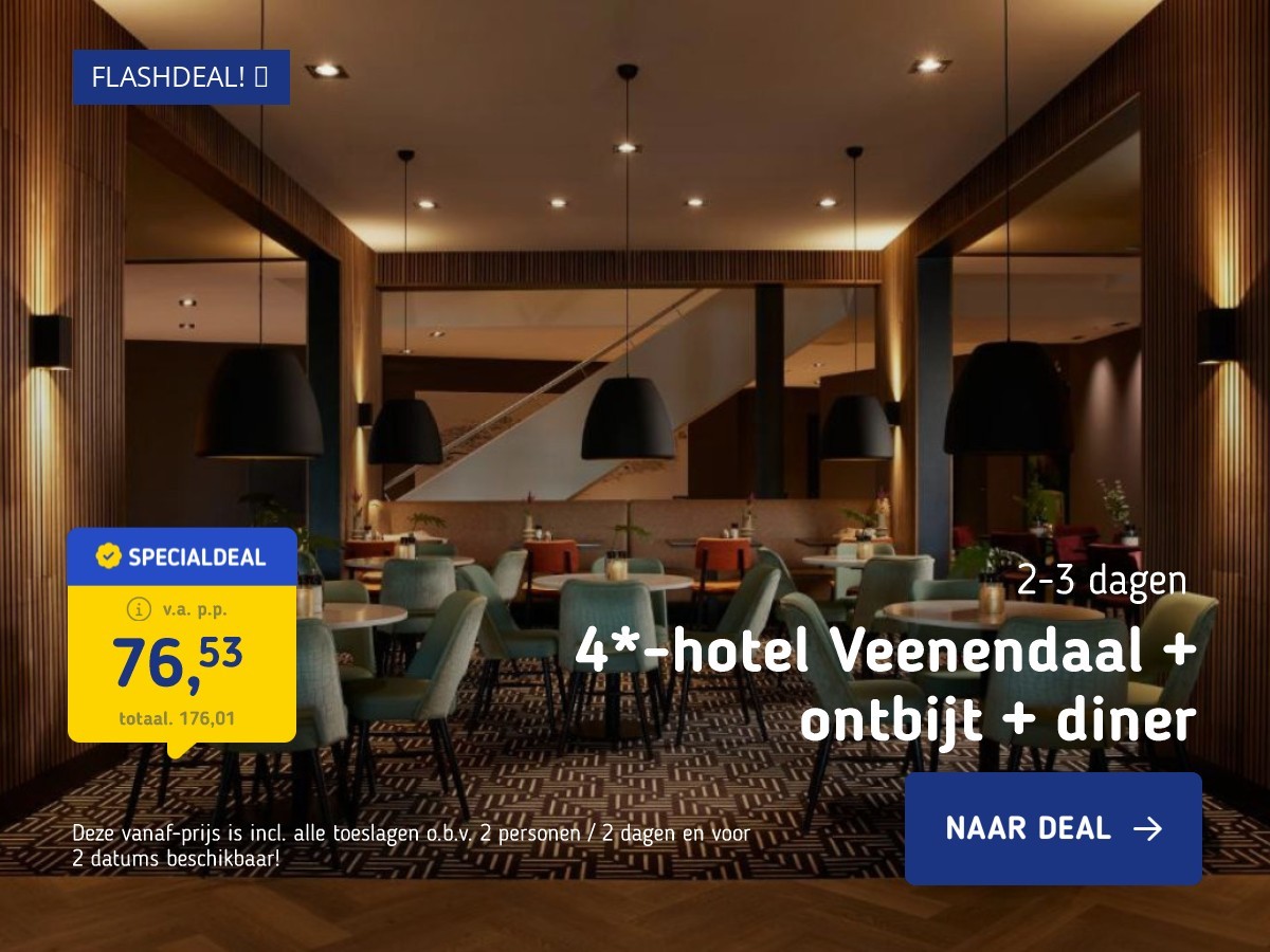 4*-hotel Veenendaal + ontbijt + diner