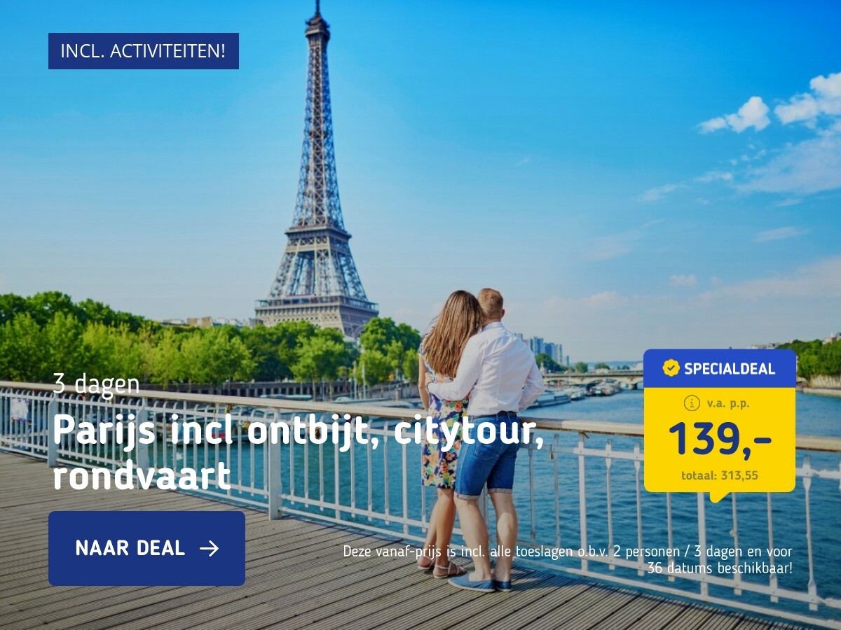 Parijs incl ontbijt, citytour, rondvaart