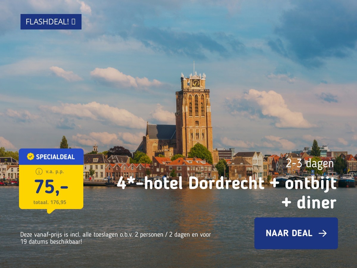 4*-hotel Dordrecht + ontbijt + diner