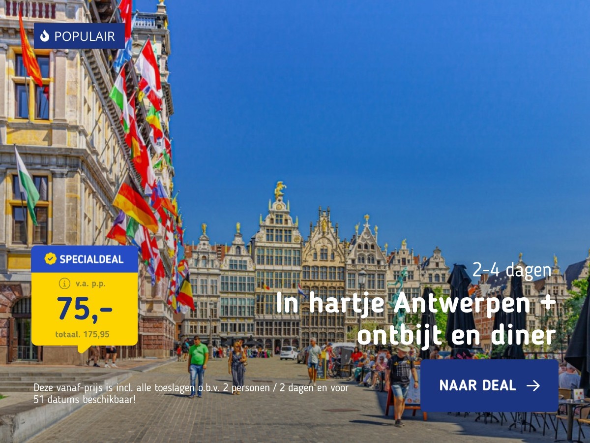 In hartje Antwerpen + ontbijt en diner