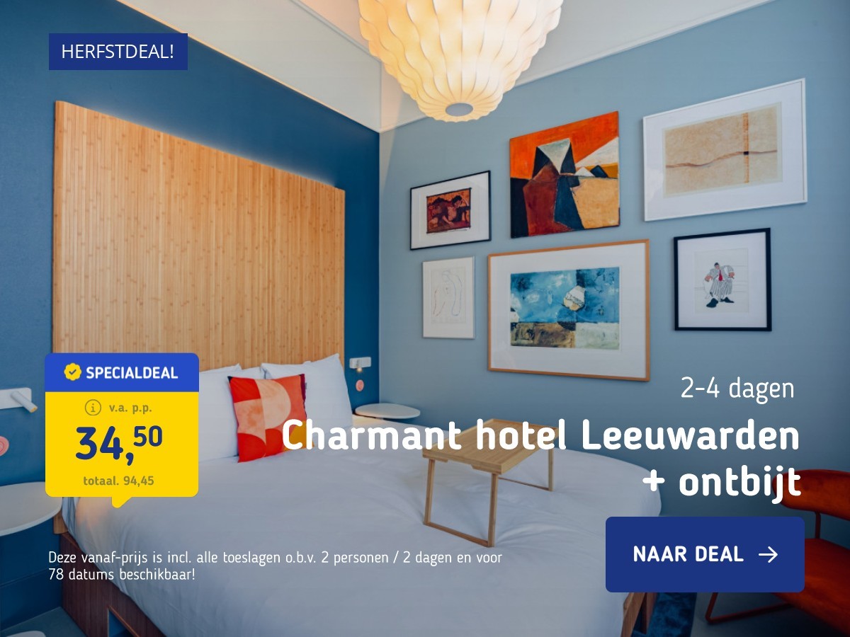 Charmant hotel Leeuwarden + ontbijt