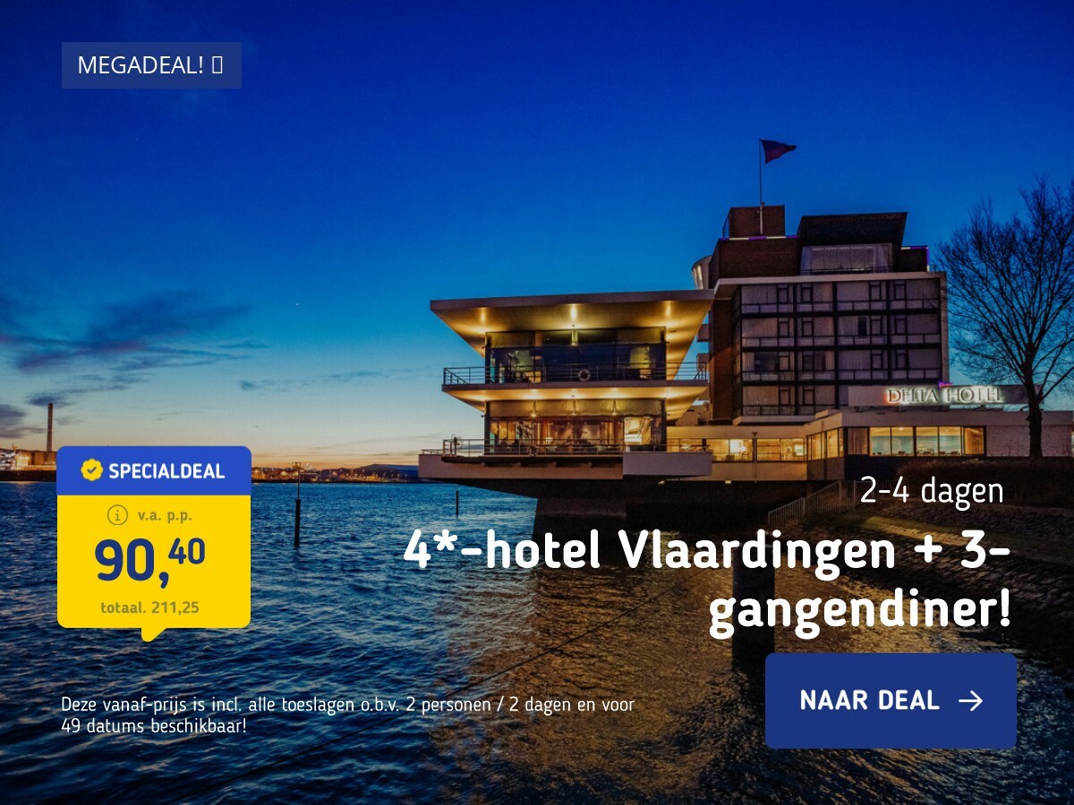 4*-hotel Vlaardingen + 3-gangendiner!