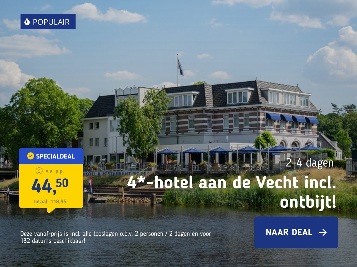 4*-hotel aan de Vecht incl. ontbijt!