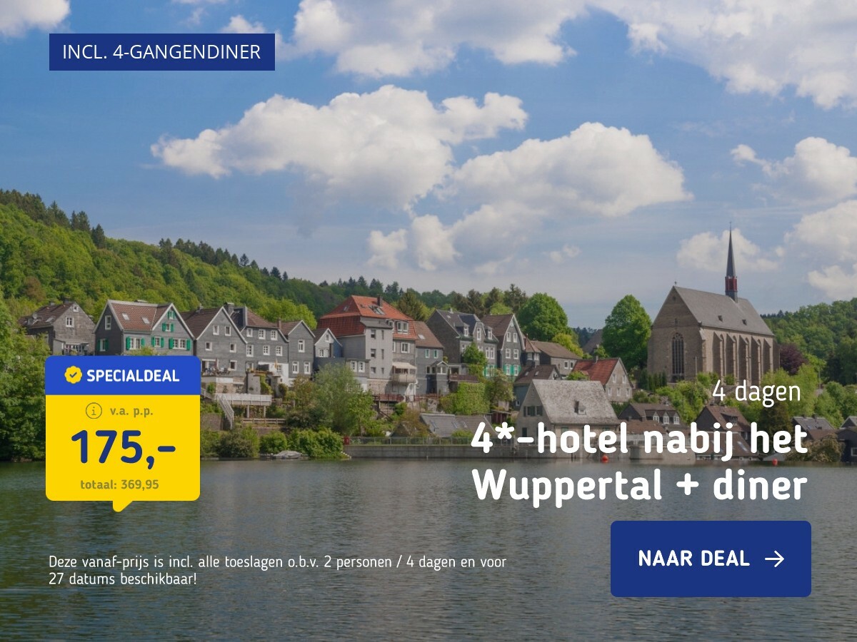 4*-hotel nabij het Wuppertal + diner