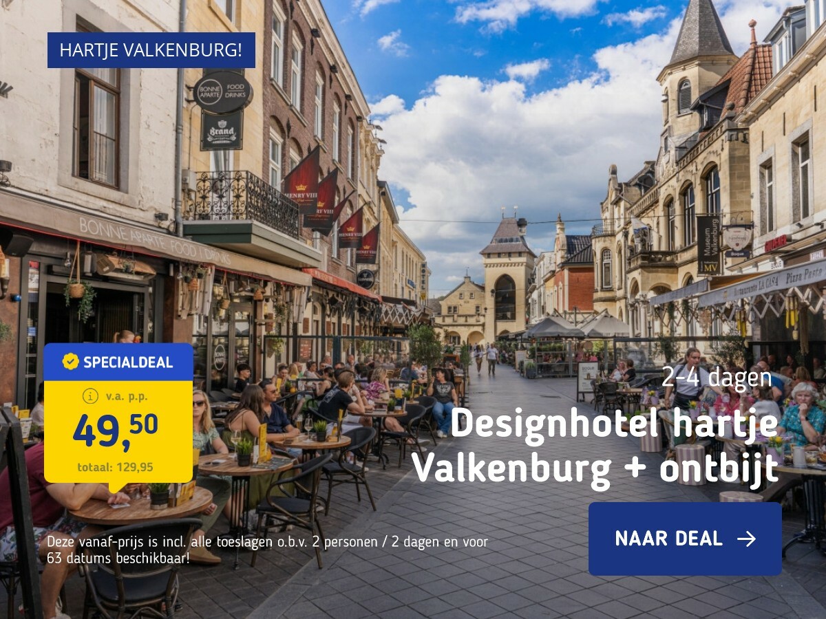 Designhotel hartje Valkenburg + ontbijt