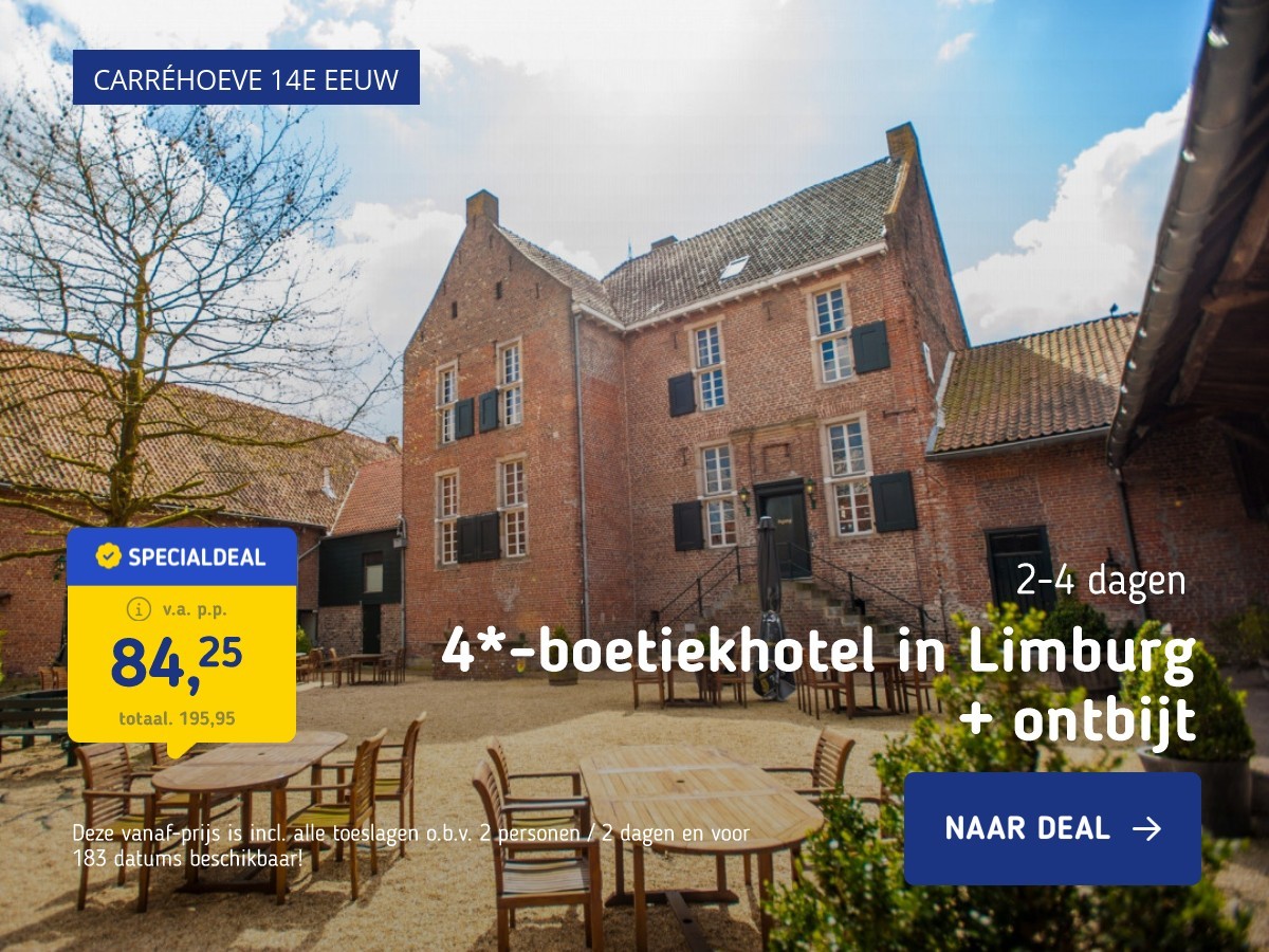 4*-boetiekhotel in Limburg + ontbijt