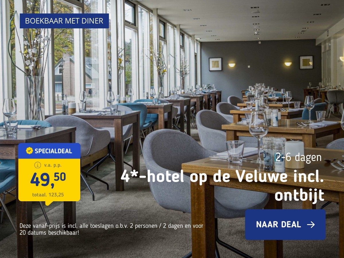 4*-hotel op de Veluwe incl. ontbijt