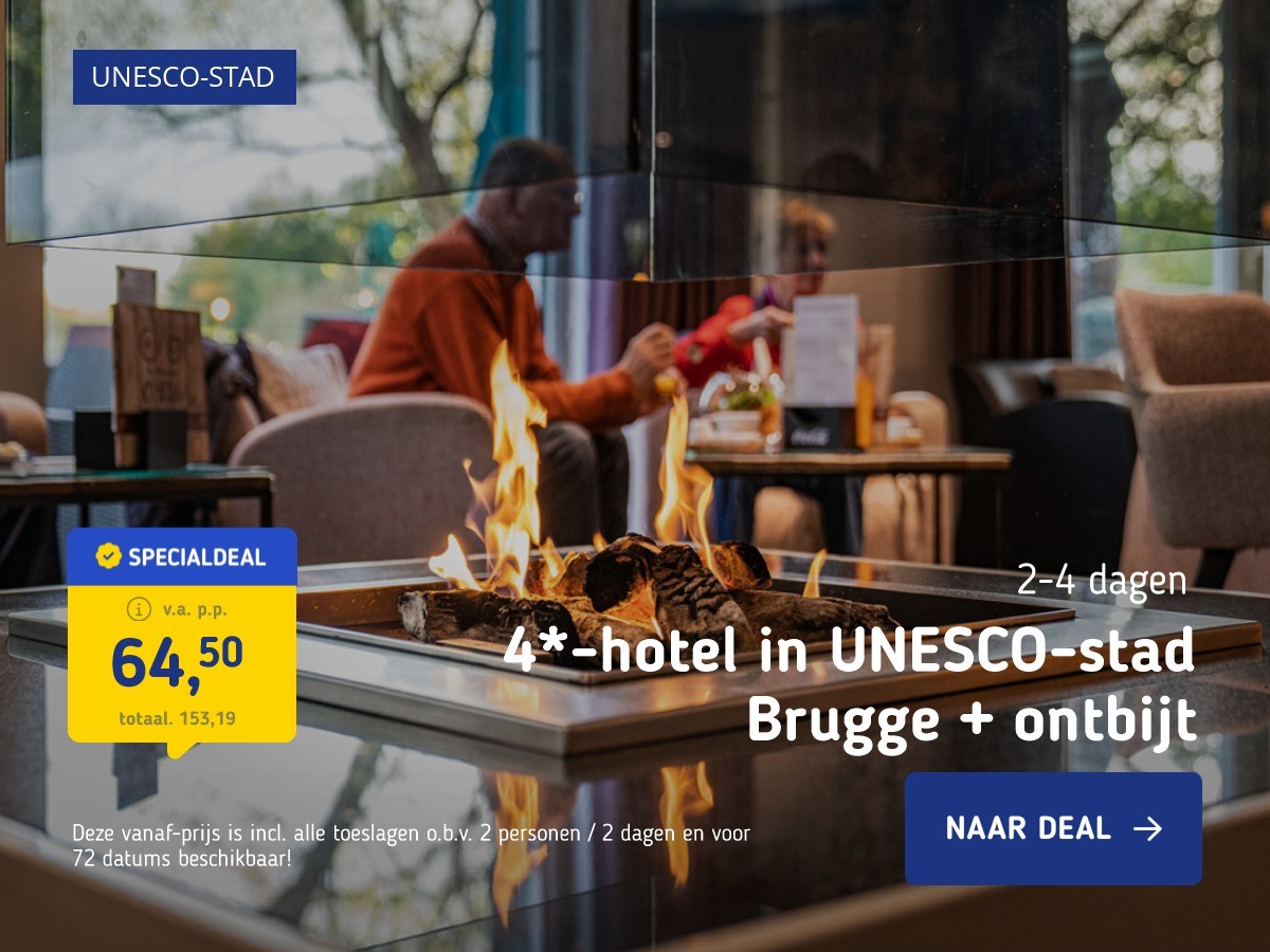 4*-hotel in UNESCO-stad Brugge + ontbijt