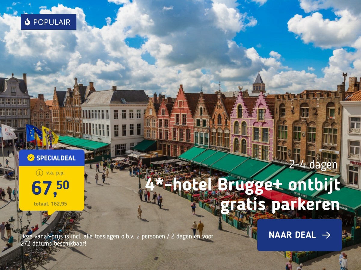 4*-hotel Brugge+ ontbijt gratis parkeren