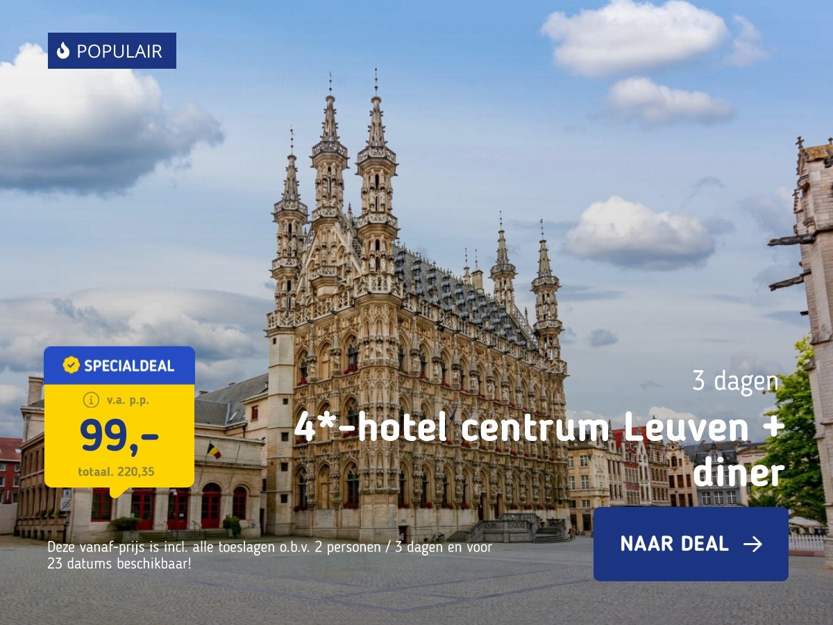 4*-hotel centrum Leuven + diner