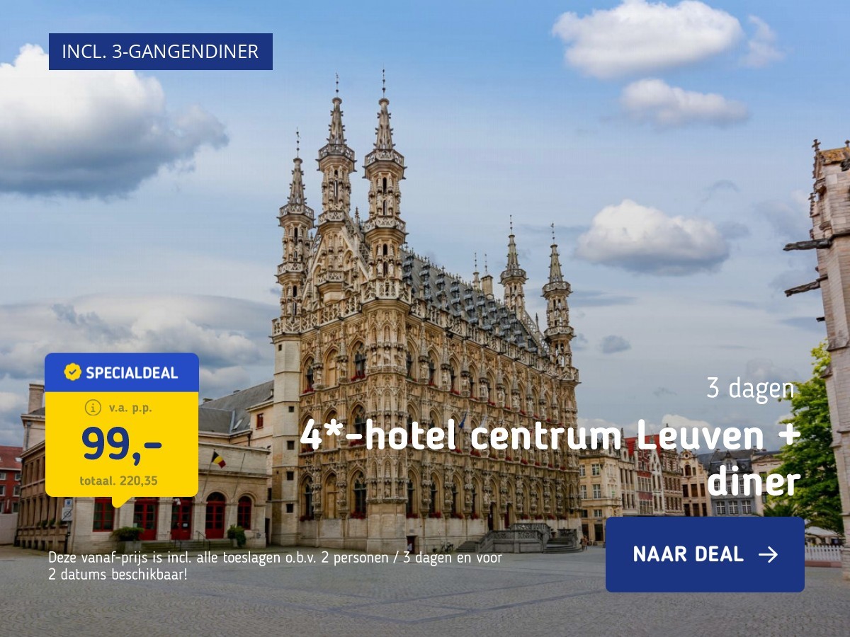 4*-hotel centrum Leuven + diner