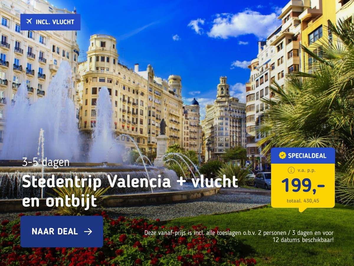 Stedentrip Valencia + vlucht en ontbijt