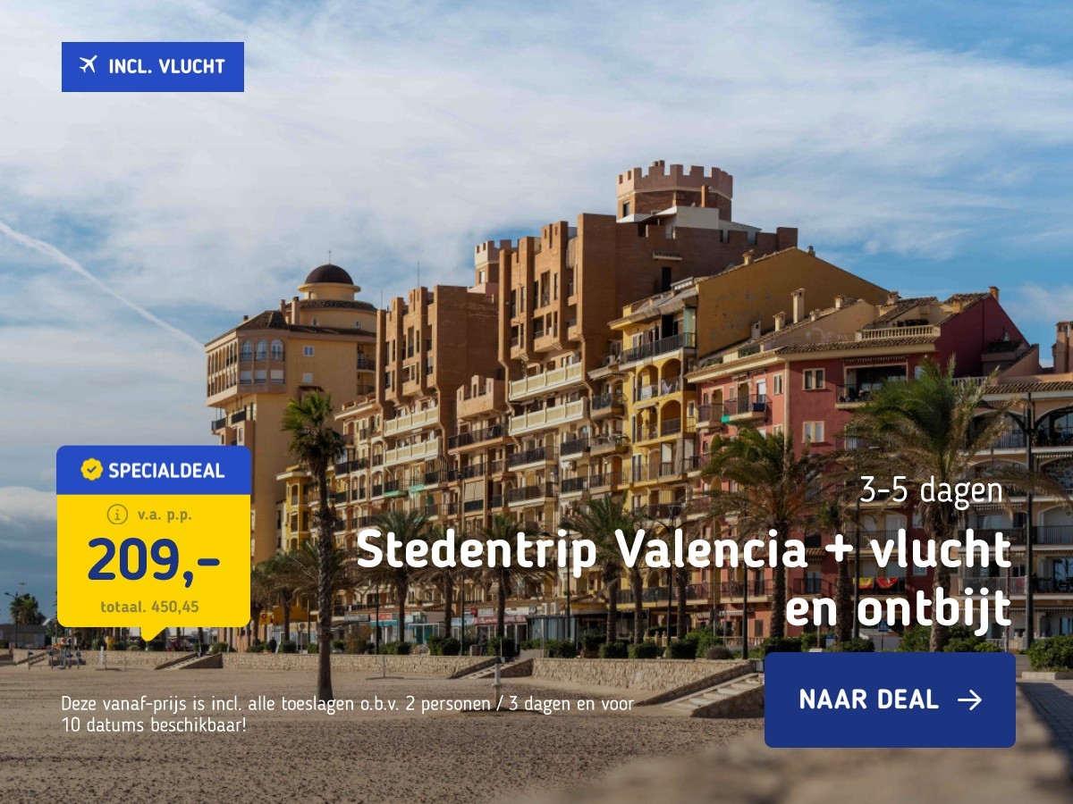 Stedentrip Valencia + vlucht en ontbijt