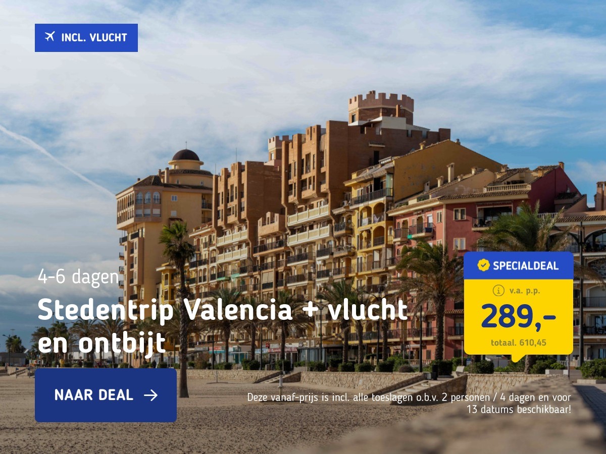 Stedentrip Valencia + vlucht en ontbijt