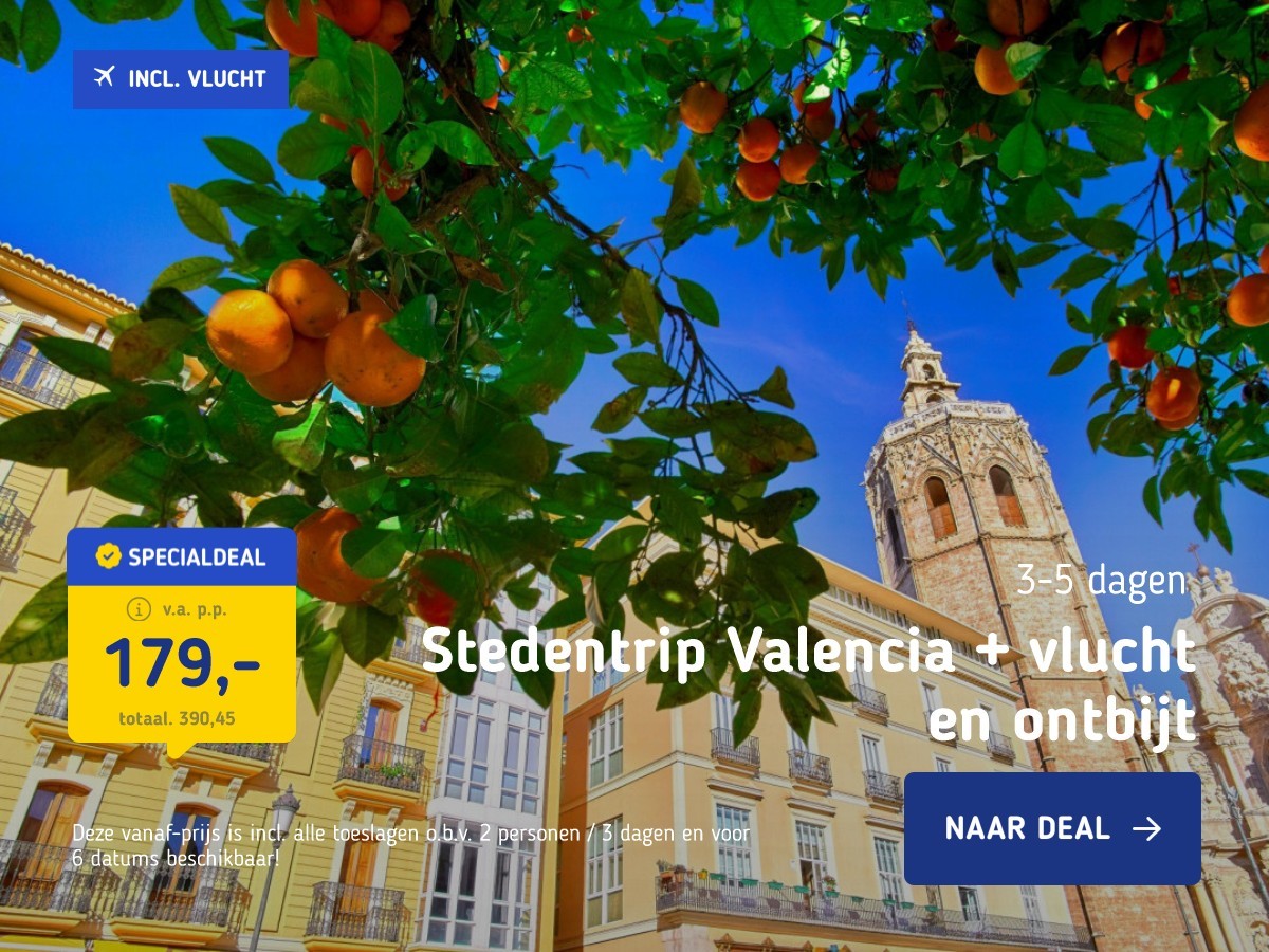 Stedentrip Valencia + vlucht en ontbijt