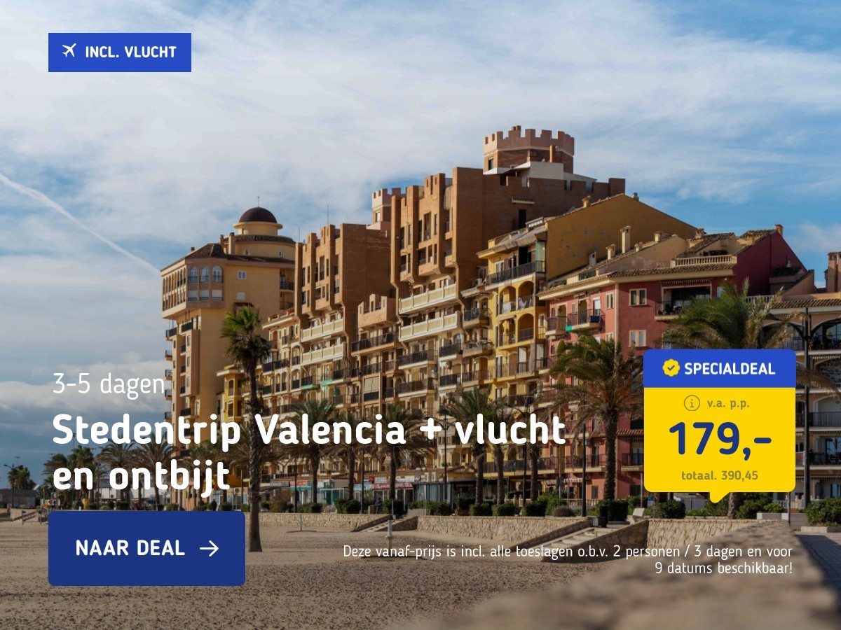 Stedentrip Valencia + vlucht en ontbijt