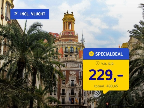 Verblijf in Valencia + vlucht en ontbijt