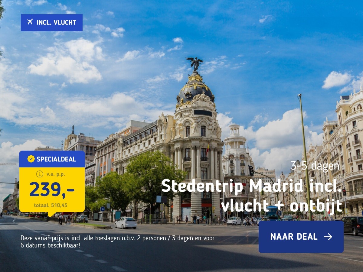 Stedentrip Madrid incl. vlucht + ontbijt